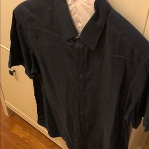 Theory mens short sleeve button down. Navy